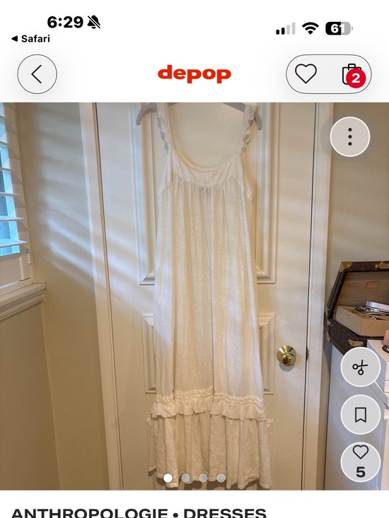 Anthropologie Dresses & Skirts - Anthropologie Cream Ruffle-Trim Maxi Dress